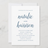 Invitation Mariage de script de marine moderne simple (Devant)