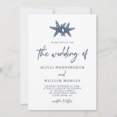 Invitation Mariage de script de marine nautique moderne Starf (Devant)