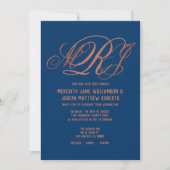 Invitation Mariage de script de monogramme élégant en cuivre  (Devant)