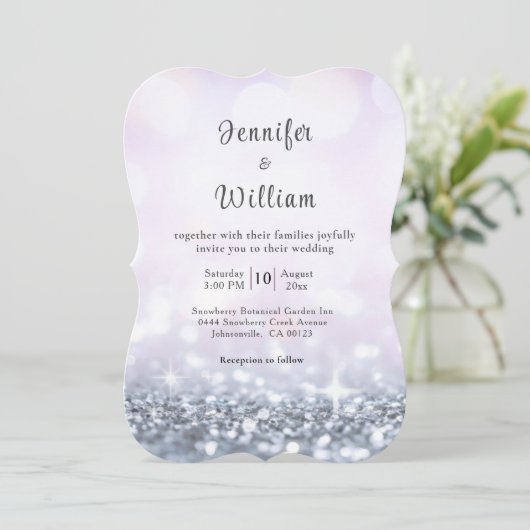 Invitation Mariage de script de Parties scintillant moderne S (Debout devant)