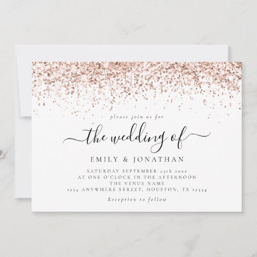 Invitation Mariage de script de Parties scintillant or Glam R (Devant)