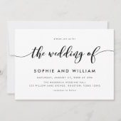 Invitation Mariage de script de relaxation noir et blanc (Devant)