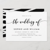 Invitation Mariage de script de relaxation noir et blanc (Devant / Derrière)