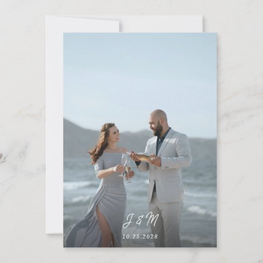 Invitation Mariage de script de script photo élégant et moder (Dos)