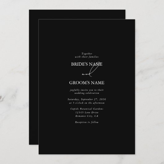 Invitation Mariage de script de signature de calligraphie noi (Devant / Derrière)