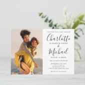 Invitation Mariage de script de signature noir et blanc Photo (Debout devant)