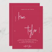 Invitation Mariage de script de signature simple et rose chau (Devant / Derrière)