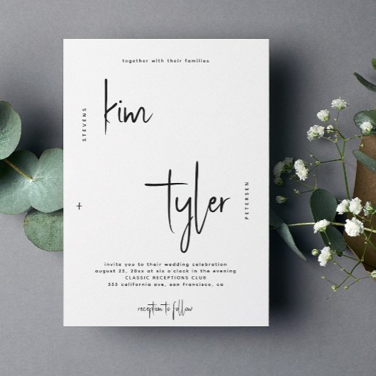 Invitation Mariage de script de signature simple minimaliste