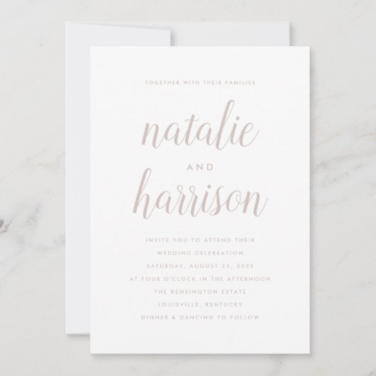 Invitation Mariage de script de style moderne simple (Devant)