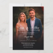 Invitation Mariage de script de superposition photo noir blan (Devant)