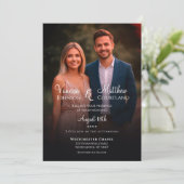 Invitation Mariage de script de superposition photo noir blan (Debout devant)