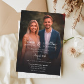 Invitation Mariage de script de superposition photo noir blan