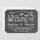 Invitation Mariage de script de tableau noir rustique (Devant)