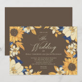 Invitation Mariage de script de tournesol aquarelle (Devant / Derrière)