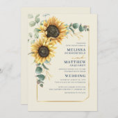 Invitation Mariage de script de tournesol floral Eucalyptus (Devant / Derrière)