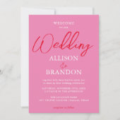Invitation Mariage de script de typographie rouge rose gras u (Devant)