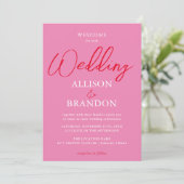 Invitation Mariage de script de typographie rouge rose gras u (Debout devant)