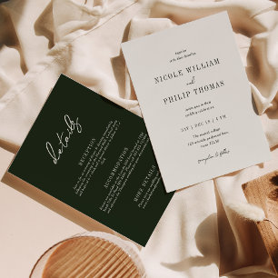 Invitation Mariage de script de typographie verte Sage simple