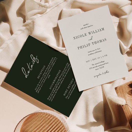 Invitation Mariage de script de typographie verte Sage simple