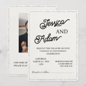 Invitation Mariage de script d'invitation de papier de bord F (Devant / Derrière)
