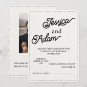 Invitation Mariage de script d'invitation de papier de bord F (Devant / Derrière)