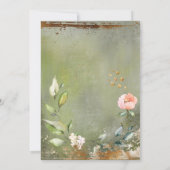 Invitation Mariage de script d'or floral vert rustique (Dos)