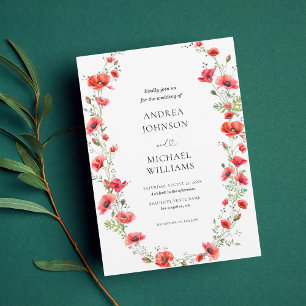 Invitation Mariage de script du coeur du cadre de pavot botan