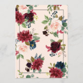 Invitation Mariage de script élégant à la florale rose vif bo (Dos)