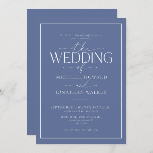 Invitation Mariage de script élégant classique (Devant / Derrière)