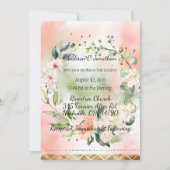 Invitation Mariage de script élégant de couleur d'eau Rose (Devant)