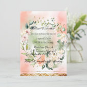 Invitation Mariage de script élégant de couleur d'eau Rose (Debout devant)
