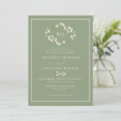 Invitation Mariage de script élégant de la couronne florale d (Debout devant)