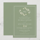 Invitation Mariage de script élégant de la couronne florale d (Devant / Derrière)
