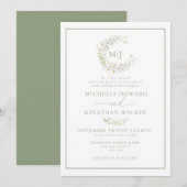 Invitation Mariage de script élégant de la couronne florale d (Devant / Derrière)