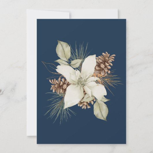 Invitation Mariage de script élégant de la Marine d'hiver (Dos)