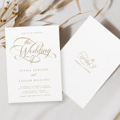 Invitation Mariage de script élégant Delicate Gold & White