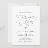 Invitation mariage de script élégant en noir et blanc (Devant)