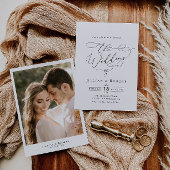 Invitation mariage de script élégant en noir et blanc