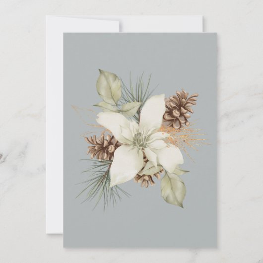 Invitation Mariage de script élégant gris clair hiver (Dos)