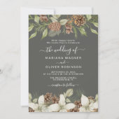 Invitation Mariage de script élégant gris hiver (Devant)