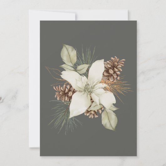 Invitation Mariage de script élégant gris hiver (Dos)