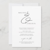 Invitation Mariage de script élégant noir et blanc classique (Devant)