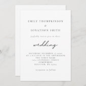 Invitation Mariage de script élégant noir simple (Devant / Derrière)