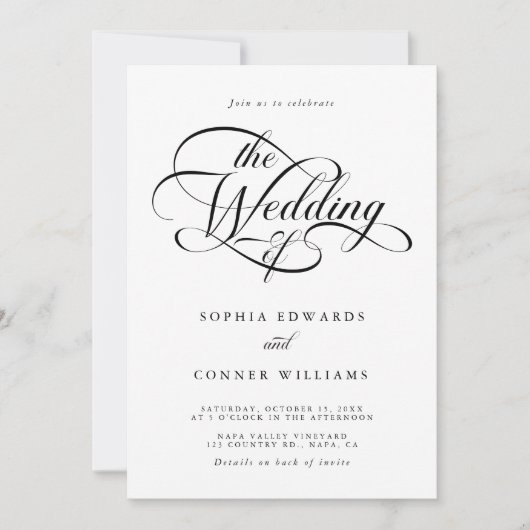 Invitation Mariage de script élégant tout en un (Devant)
