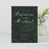 Invitation Mariage de script élégant, vert foncé (Debout devant)