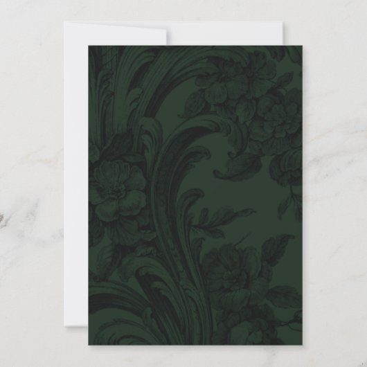 Invitation Mariage de script élégant, vert foncé (Dos)