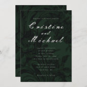 Invitation Mariage de script élégant, vert foncé (Devant / Derrière)