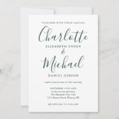 Invitation Mariage de script Emerald Green (Devant)