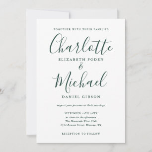 Invitation Mariage de script Emerald Green