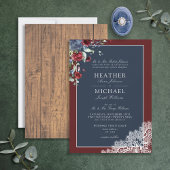 Invitation Mariage de script en bois bleu de la marine tradit